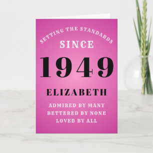 Personalized Birthday 1949 Add Your Name Pink Cute Card