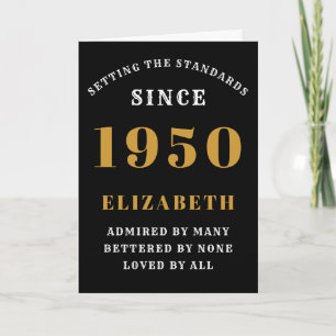 Personalized Birthday 1950 Add Your Name Black Card