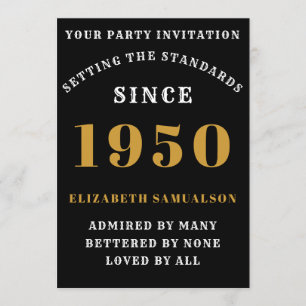 Personalized Birthday 1950 Add Your Name Black Invitation