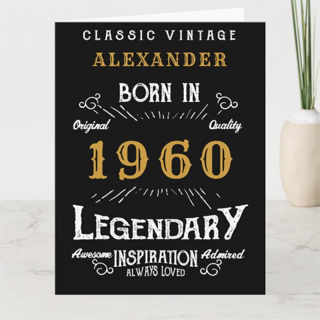 Personalized Birthday 1960 Add Name Legendary Big Card (Front)