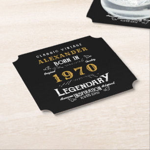 Personalized Birthday 1970 Add Your Name Legendary Paper Coaster