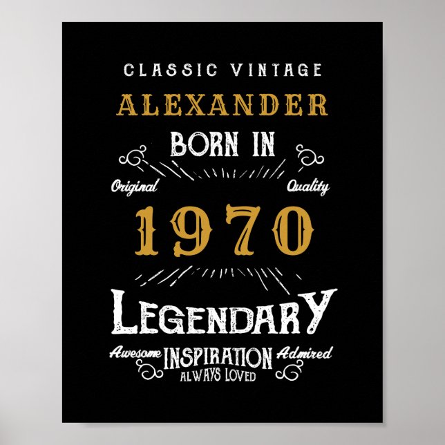 Personalized Birthday 1970 Add Your Name Legendary Poster (Front)