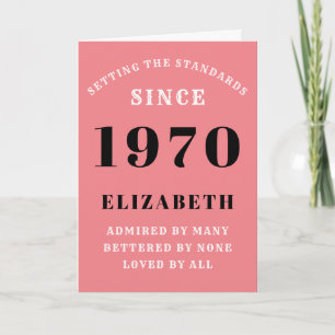 Personalized Birthday 1970 Add Your Name Pink Card