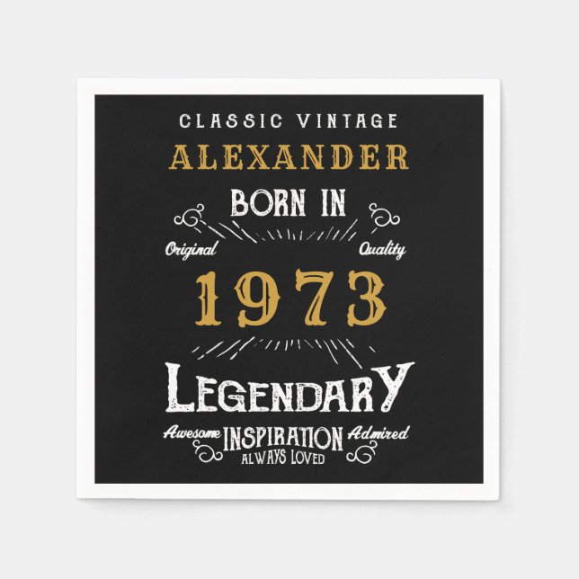 Personalized Birthday 1973 Add Your Name Legendary Napkin (Front)