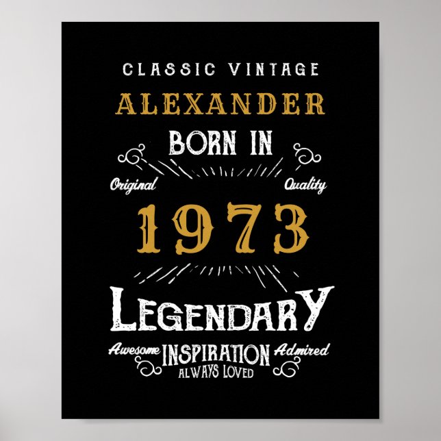 Personalized Birthday 1973 Add Your Name Legendary Poster (Front)