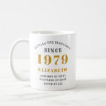 Personalized Birthday 1979 Standards Add Your Name Coffee Mug<br><div class="desc">Easily customize the text to the front and the rear of this birthday coffee mug using the template provided. Part of the setting standards range of designs.</div>
