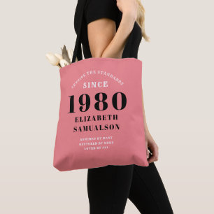 Personalized Birthday 1980 Pink Setting Standards Tote Bag