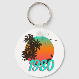 Personalized Birthday 1980 Sunset Keychain