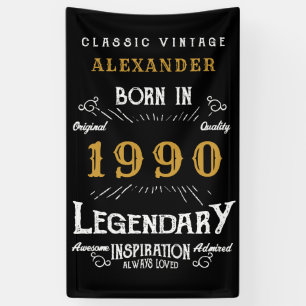Personalized Birthday 1990 Add Your Name Legendary Banner