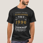 Personalized Birthday 1990 Add Your Name Legendary T-Shirt<br><div class="desc">Personalized birthday born in 1990 Add your name Tshirt. Edit the name and year with the template provided. A wonderful custom black birthday Tshirt. More gifts and party supplies available with the "Legendary" design in the store.</div>