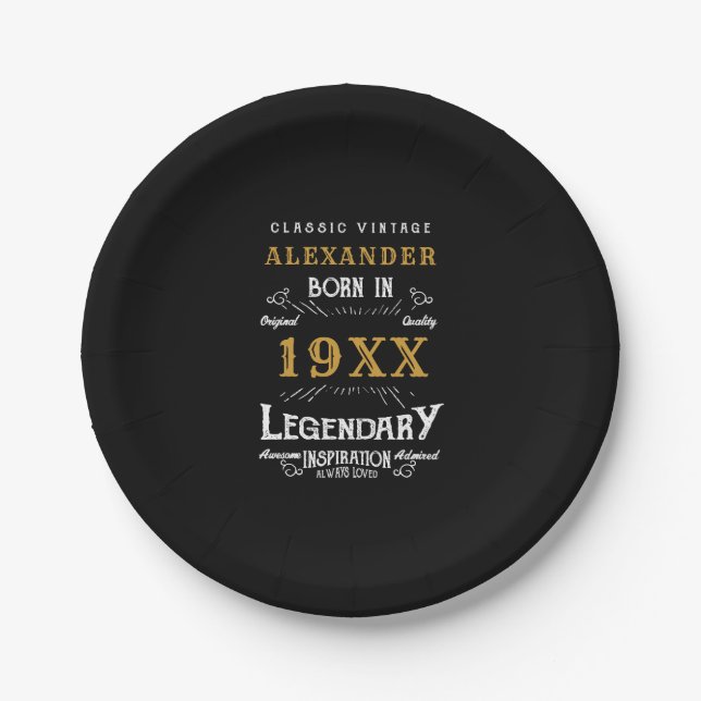 Personalized Birthday Add Name Legendary Father Paper Plate (Front)
