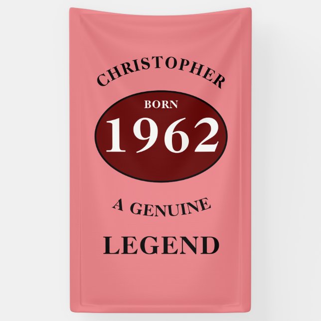 Personalized Birthday Add Name Year Born Party Banner (Vertical)
