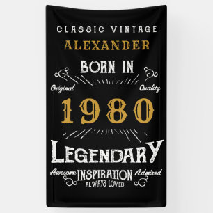 Personalized Birthday Add Your Name 1980 Legendary Banner