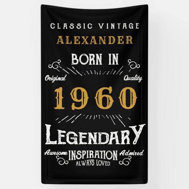 Personalized Birthday Add Your Name Legendary Gold Banner (Vertical)