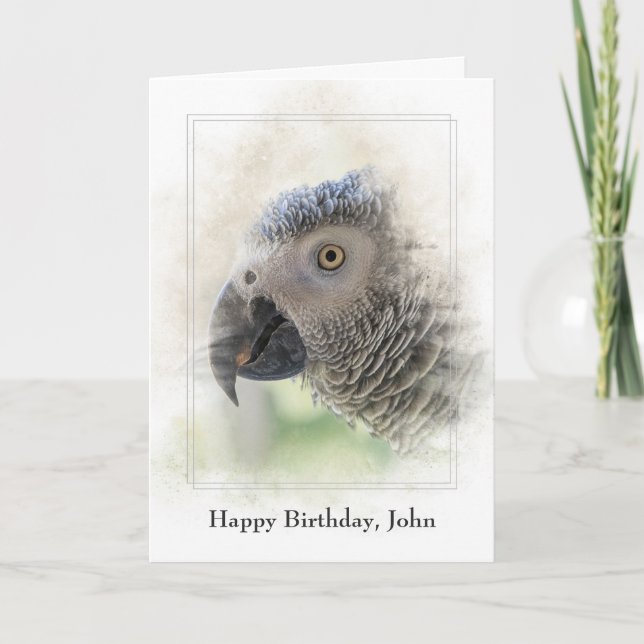 personalized birthday-African Grey Card (Front)