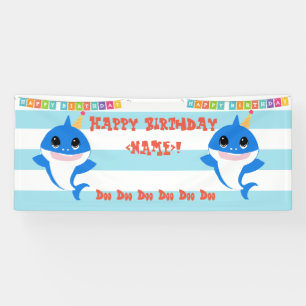 Personalized Birthday Baby Shark Banner