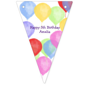 Personalized  Birthday Balloon Party Bunting Flags