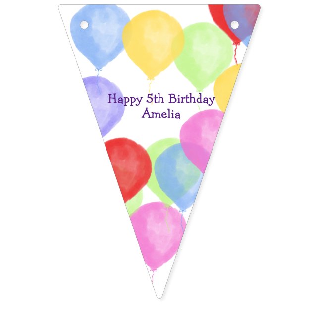 Personalized  Birthday Balloon Party Bunting Flags (First Flag)