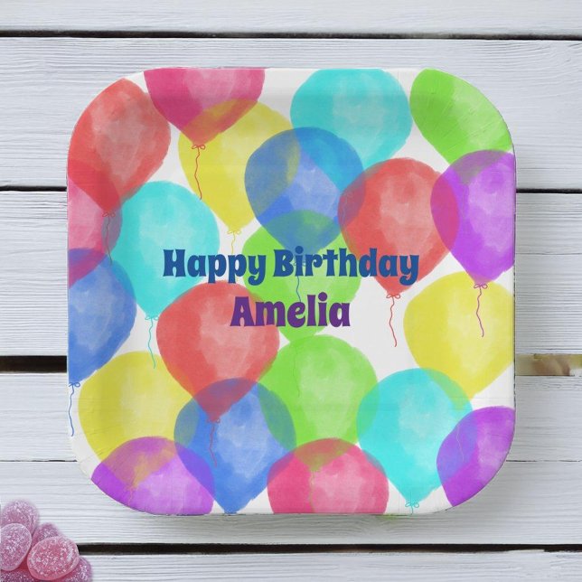 Personalized Birthday Balloon Party  Paper Plate (Creator Uploaded)