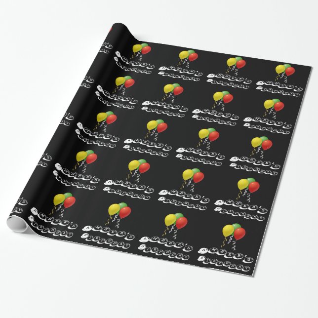 Personalized Birthday Balloons Wrapping Paper (Unrolled)