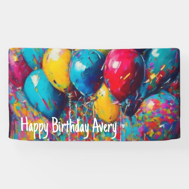Personalized Birthday Banner | Colourful Balloons (Horizontal)