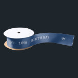 Personalized Birthday Blue Ribbon with Monogram Satin Ribbon<br><div class="desc">Celebrate a milestone birthday with our elegant ribbon. This high-quality ribbon features a cheerful "Happy "18th" Birthday" print, making it perfect for gift wrapping, party decorations, or crafting. Its versatile design allows you to add a touch of joy and sophistication to any celebration, ensuring that the special day is memorable...</div>