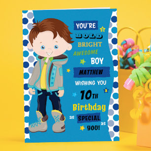 Personalized Birthday - Brunette Boy Card