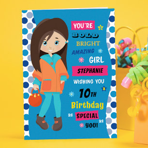 Personalized Birthday - Brunette Girl Card