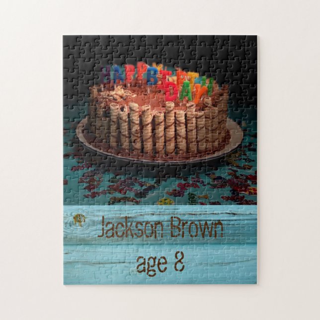 Personalized Birthday Cake Jigsaw Puzzle (Vertical)