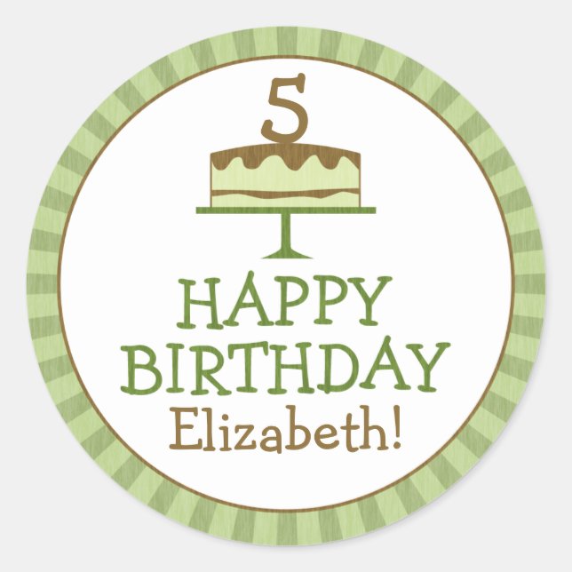 Personalized Birthday Cake Kids Birthday Stickers (Front)