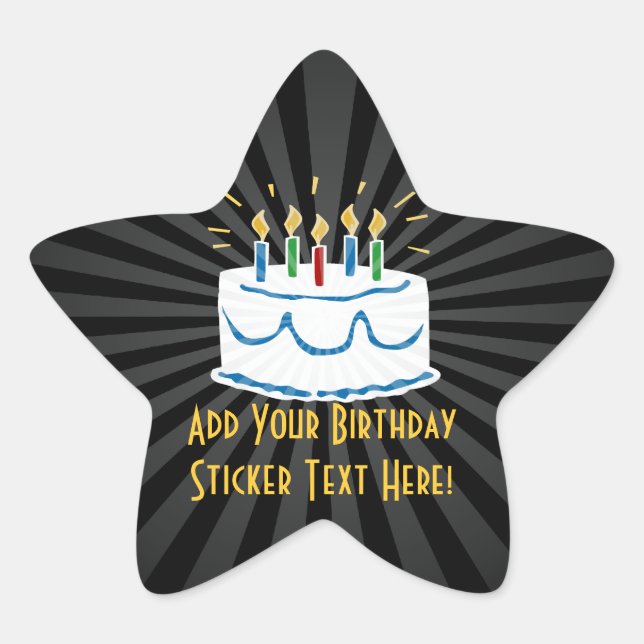 Personalized Birthday Cake Star Favour Sticker (Front)