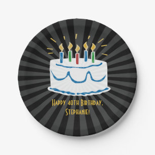 Personalized Birthday Cake Sticker or Favour Label Paper Plate