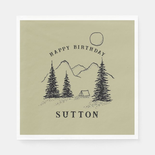 Personalized Birthday Camping  Napkin (Front)