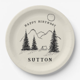 Personalized Birthday Camping  Paper Plate