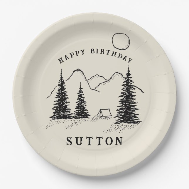 Personalized Birthday Camping  Paper Plate (Front)