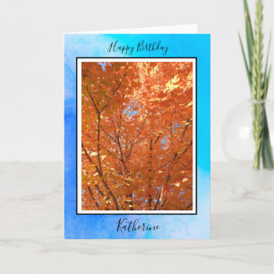 Personalized Birthday Card   Autumn Leaves  