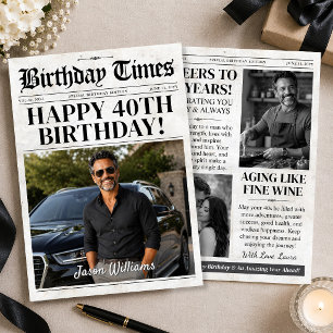 Personalized Birthday Card, Custom Photo Newspaper Holiday Card