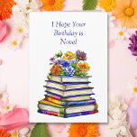 Personalized Birthday Card for a Good Friend<br><div class="desc">Friend's birthday card. Graphics of a watercolor illustration of a stack of pretty vintage books covered in blue and yellow flowers,  done in an ai watercolor style.</div>