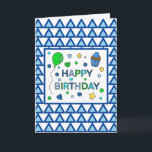 Personalized Birthday Card for Brother<br><div class="desc">Blue and green birthday card for a brother,  although you can customize it for anyone. Lime green balloon and blue cupcake.</div>