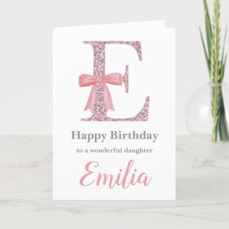 Personalized Birthday Card for Her - Letter E