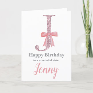 Personalized Birthday Card for Her - Letter J