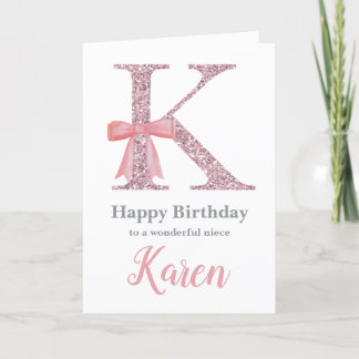 Personalized Birthday Card for Her - Letter K