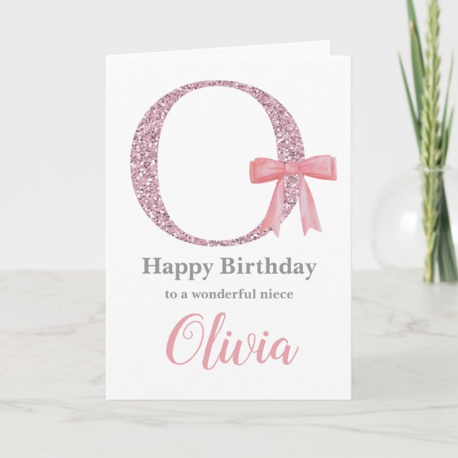 Personalized Birthday Card for Her - Letter O (Front)