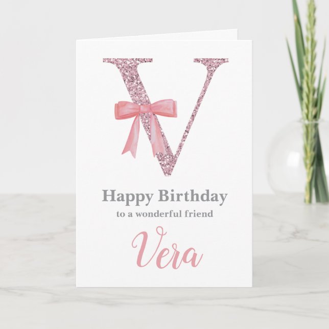 Personalized Birthday Card for Her - Letter V (Front)