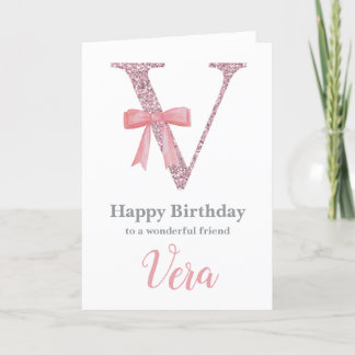 Personalized Birthday Card for Her - Letter V