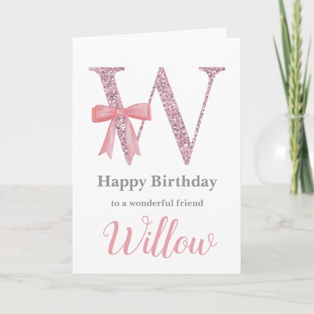 Personalized Birthday Card for Her - Letter W (Front)