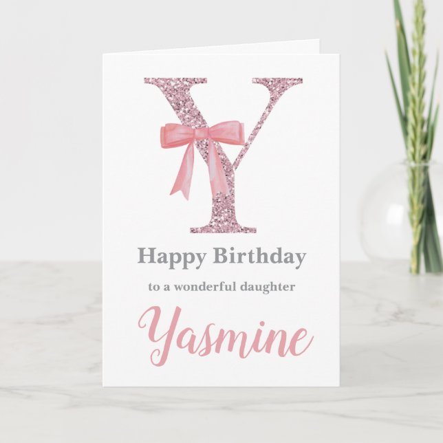 Personalized Birthday Card for Her - Letter Y (Front)