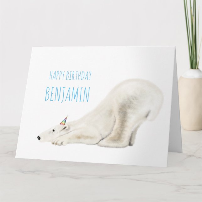 Personalized Birthday Card - Playful Polar Bear (Front)