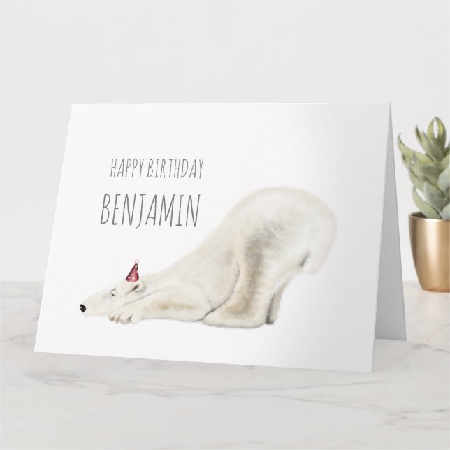 Personalized Birthday Card - Sleepy Polar Bear (Small Plant)