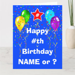 Personalized Birthday Cards by AGE, Big or Regular